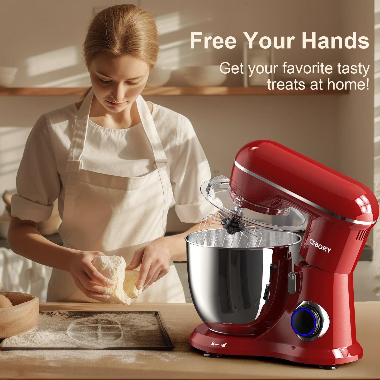 3-IN-1 Electric Stand Mixer, 660W 10-Speed With Pulse Button, Attachments Include 6.5QT Bowl, Dough Hook, Beater, Whisk For Most Home Cooks, Empire Red - Evallys.com # #