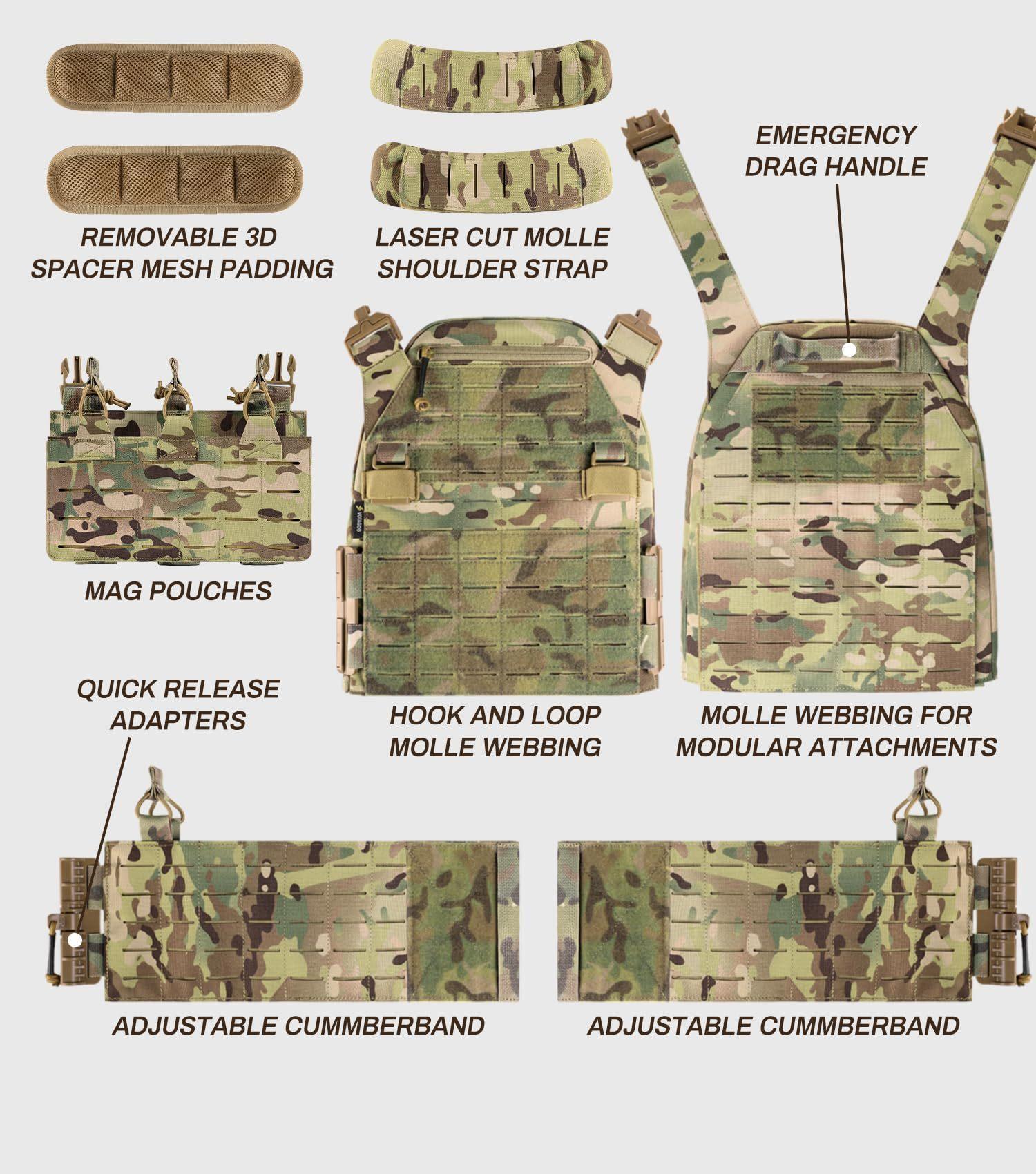 Tactical Vest Quick Release Airsoft Weighted Military Breathable Vests - Evallys.com # #