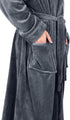 NY Threads Luxurious Men's Shawl Collar Fleece Bathrobe Spa Robe Large-X-Large Grey - Evallys.com
