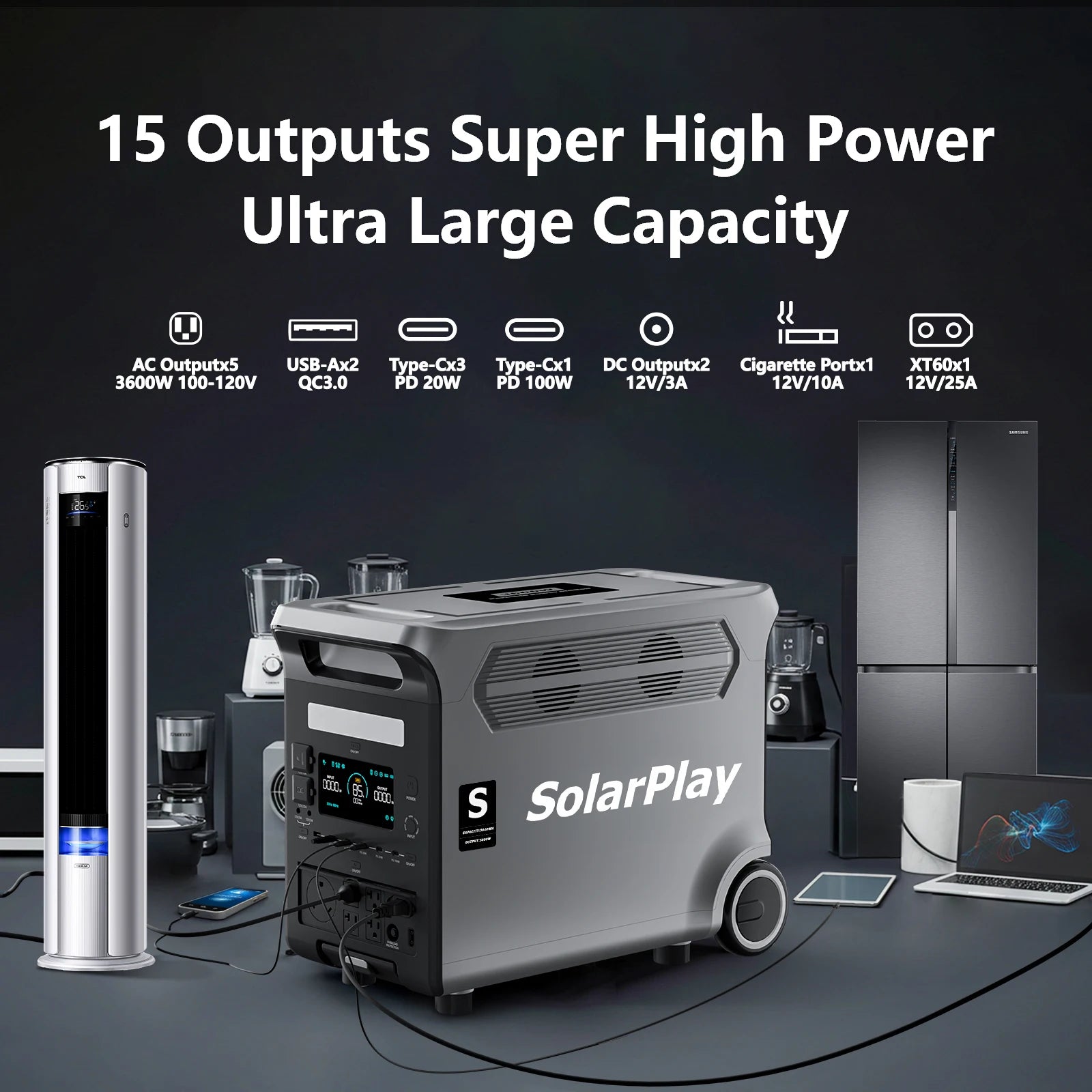 3600W Portable Power Station – Solar Generator for Camping & Backup - Evallys.com