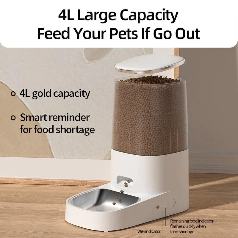 ROJECO Automatic Cat Feeder Pet Smart Cat Food Kibble Dispenser Remote Control Wifi Button Auto Feeder for Cats Dog Accessories - Evallys.com # #