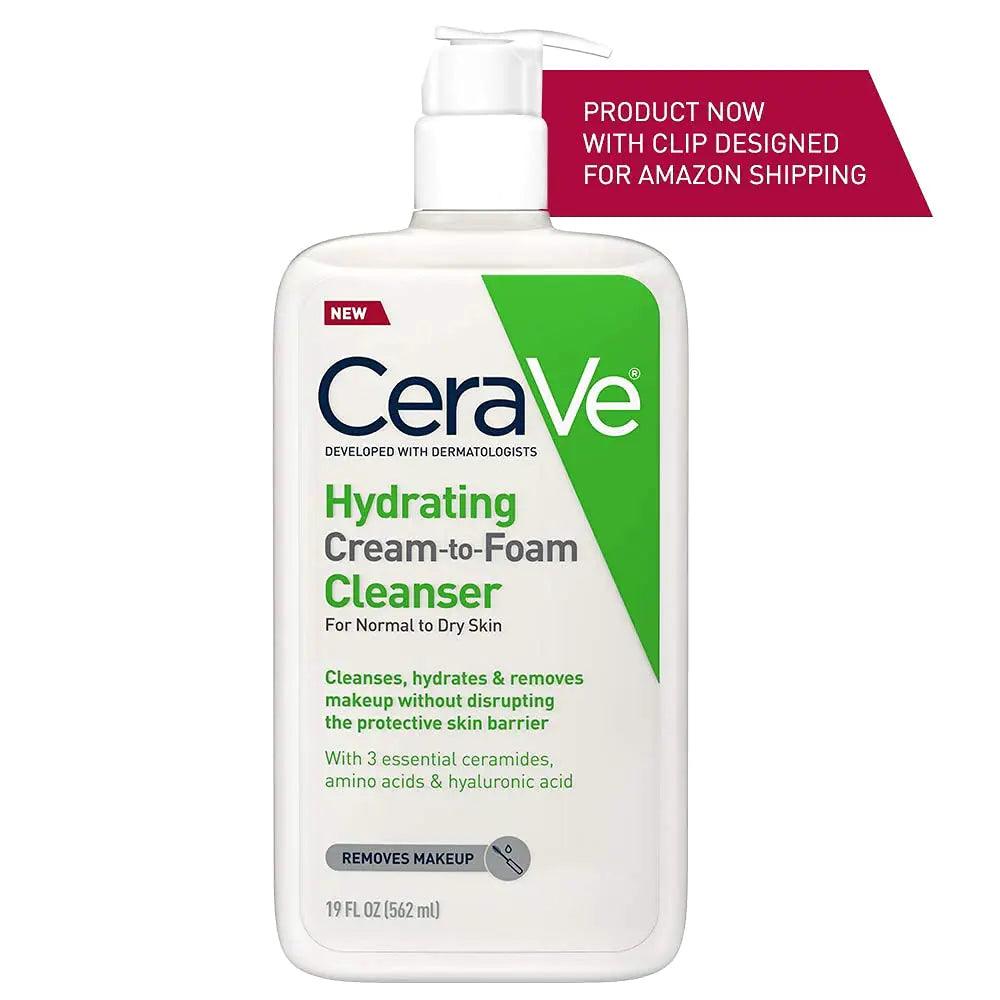 CeraVe Hydrating Cream To Foam Cleanser | Makeup Remover Face Wash For Dry Skin | Foaming Facial Cleanser With Hyaluronic Acid | Normal To Dry Skin | Fragrance Free & Non Comedogenic | 19 Fluid Ounce 19 Fl Oz (Pack of 1) - Evallys.com # #