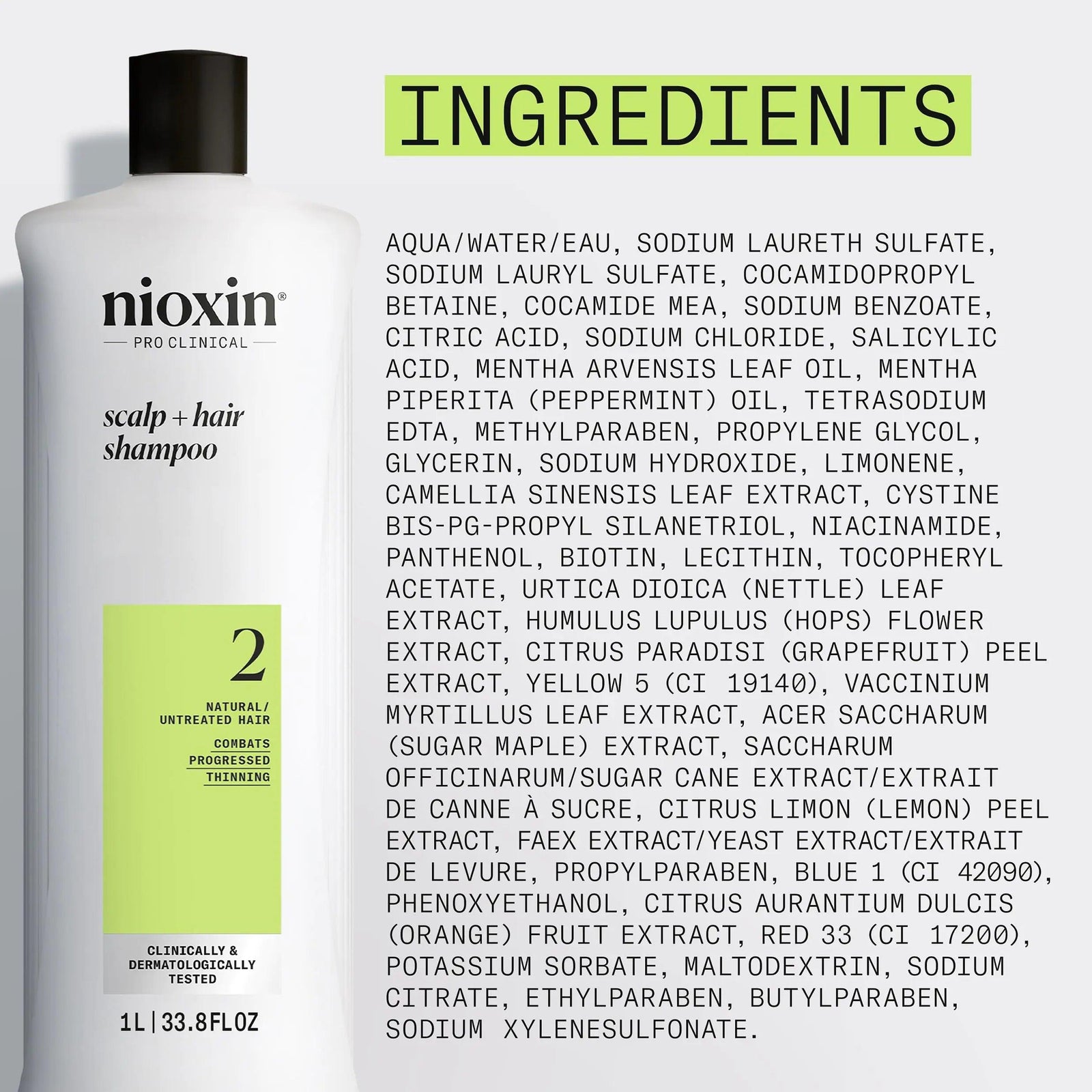 Nioxin Scalp + Hair Thickening System 2 Shampoo, For Natural Hair with Progressed Thinning, 33.8 fl oz (Packaging May Vary) - Evallys.com # #