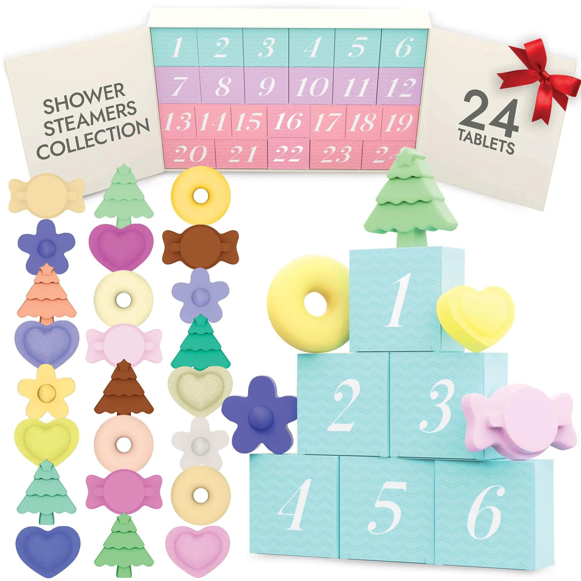 Shower Steamers Aromatherapy Advent Calendar 2024 Adult, Christmas Calendar Countdown 24pc Shower Bomb Spa Gift Box Stocking Stuffer for Women Self Care Kit Shower Steamers 24 Pack - Evallys.com # #