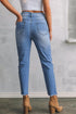 Sidefeel Women's High Waisted Jeans Strechy Raw Hem Straight Leg Denim Pants with Pockets 18 Mist Blue - Evallys.com # #