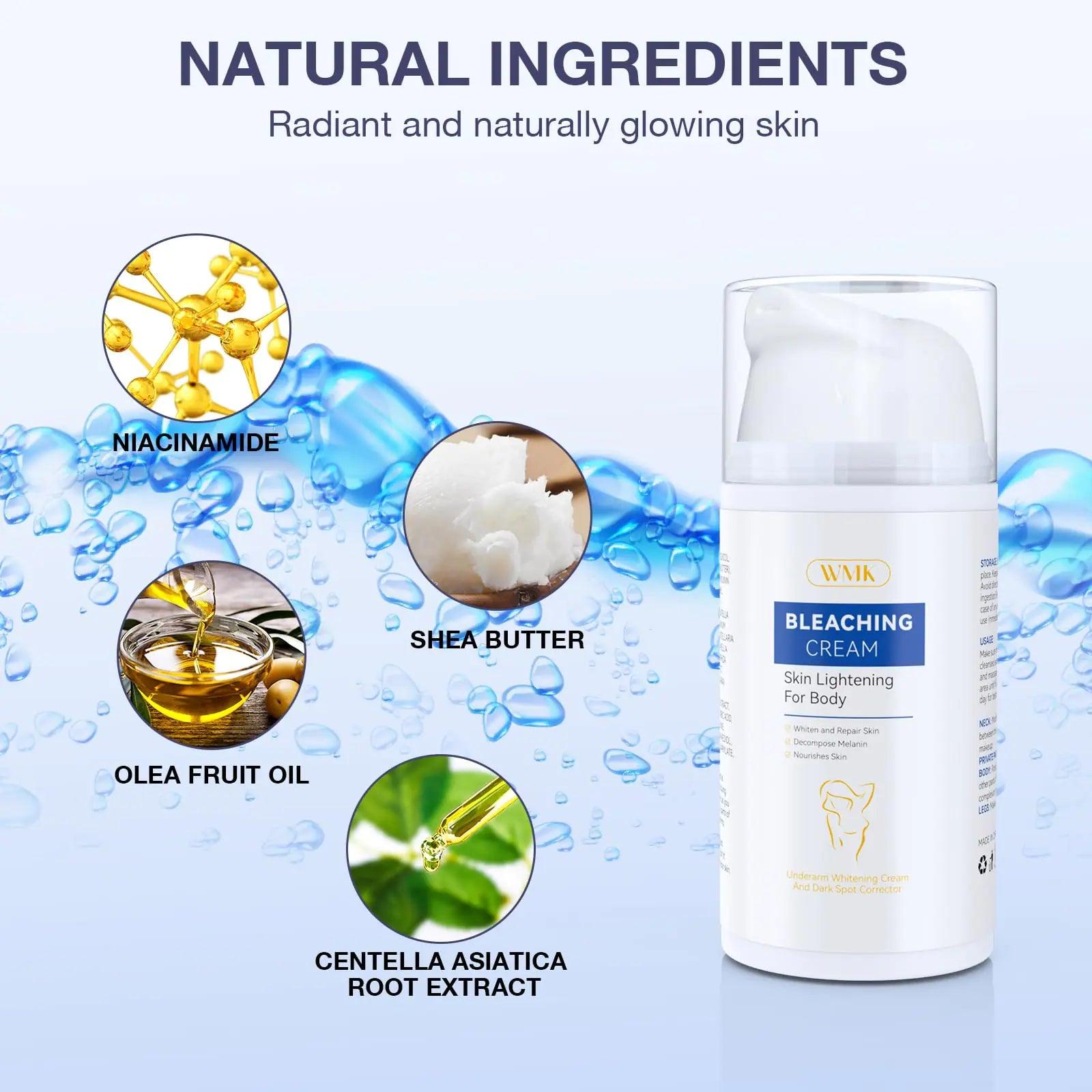 WMK Skin Lightening Cream for Intimate Areas – Vitamin C Dark Spot Remover for Underarms, Knees, Elbows & Bikini Line - Evallys.com