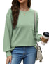 WIHOLL Womens Long Sleeve Shirts Fall Tops Casual Crewneck Loose with Pocket Trendy Clothes Balmy Green Small - Evallys.com # #