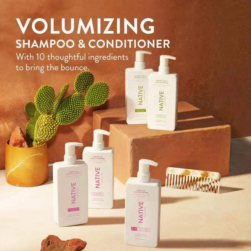 Native Vanilla & Cactus Flower Shampoo and Conditioner Contain Naturally Derived Ingredients |All Hair Type Color & Treated, Fine to Dry Damaged, Sulfate & Dye Free - 2-Pack - Evallys.com # #