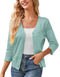 GRACE KARIN Women's 2024 Cropped Cardigan 3/4 Sleeve Lightweight Crochet Shrug Hollowed-Out Knit Sweater Tops XX-Large Mist Blue - Evallys.com # #