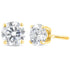 10K Yellow Gold over .925 Sterling Silver 1.00 Cttw Round Brilliant-Cut Diamond Classic 4-Prong Stud Earrings with Screw Backs (K-L Color, I2-I3 Clarity) - Evallys.com # #