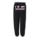 I Love My BF Sweatpants Pink Heart W Pockets Cuffed - Black/Grey - Evallys.com # #