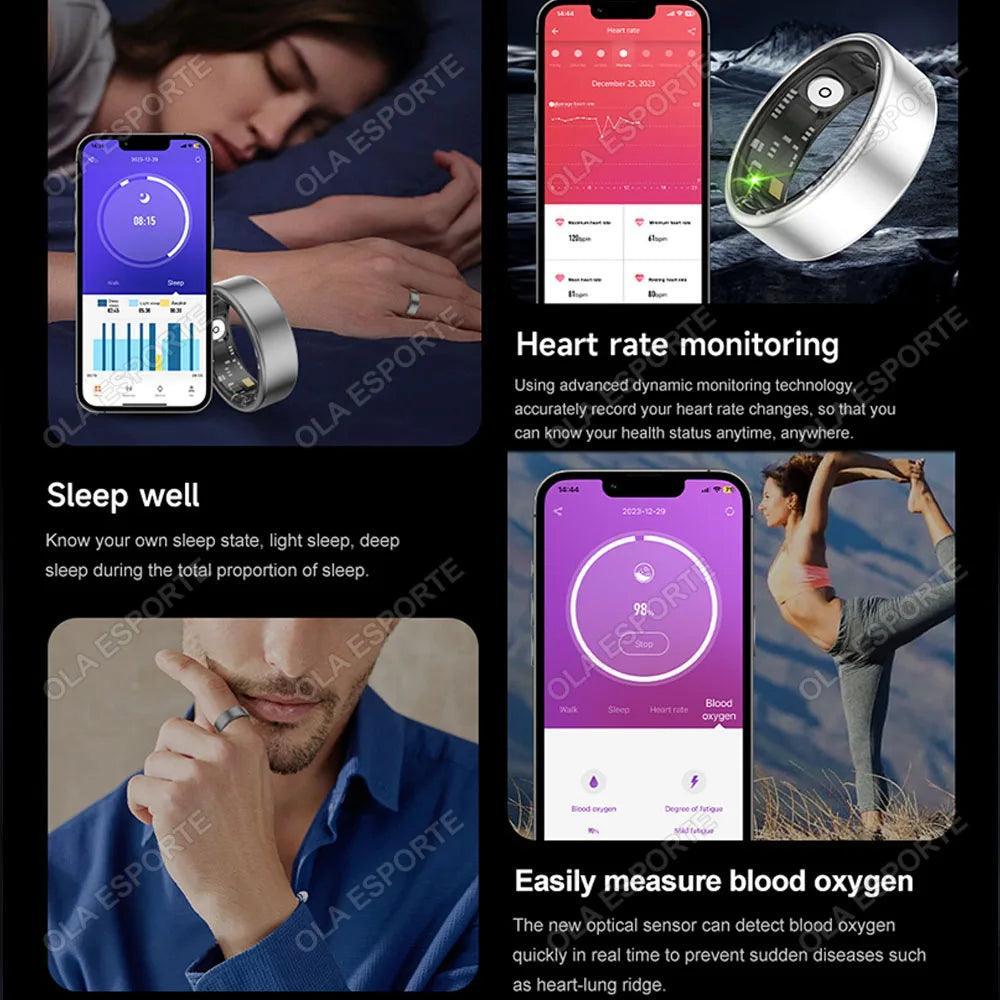 2024 for XIAOMI SAMSUNG Smart Ring Men Women Heart Rate Blood Oxygen Monitor IP68 & 5ATM Waterproof Smartring Multi-Sport Mode - Evallys.com # #