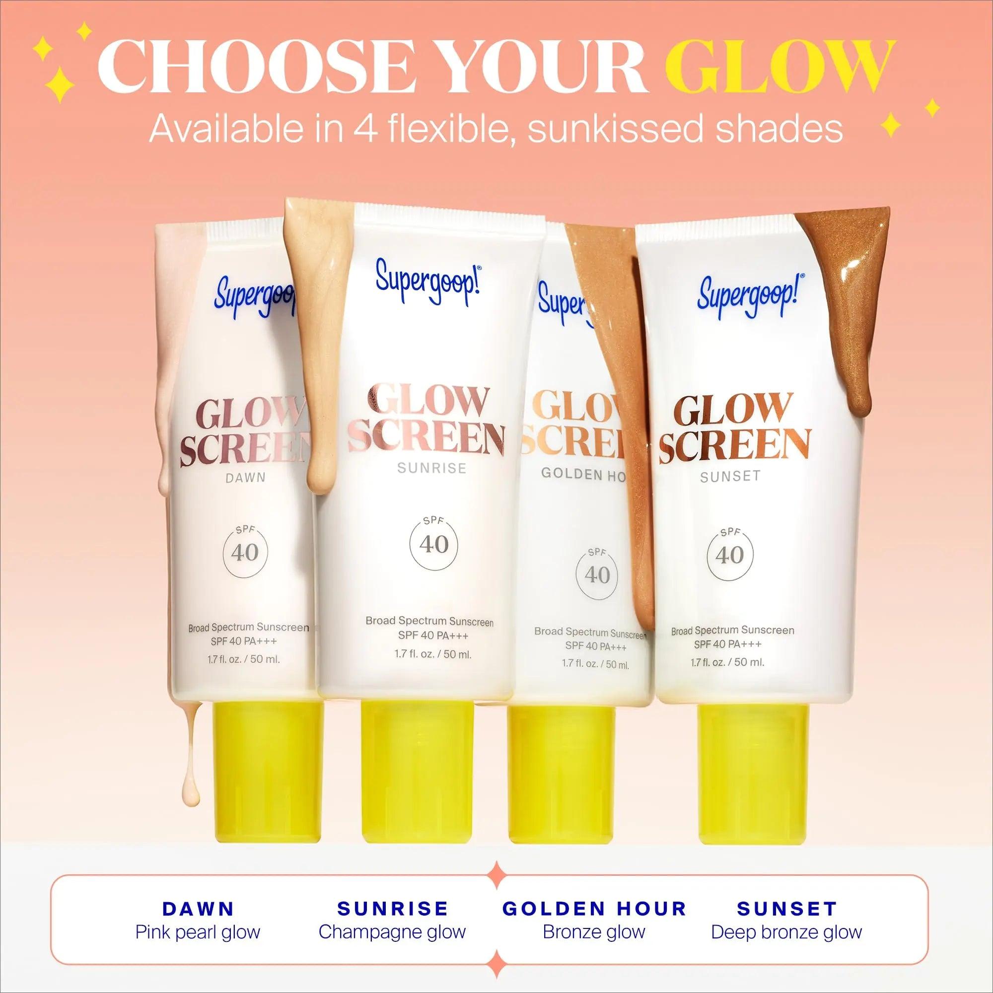 Supergoop! Glowscreen SPF 40, Sunset (Deep Bronze Glow) - 1.7 fl oz - Glowy Primer + Broad Spectrum Sunscreen - Helps Filter Blue Light - Boosts Hydration w/Hyaluronic Acid, Vitamin B5 & Niacinamide - Evallys.com # #