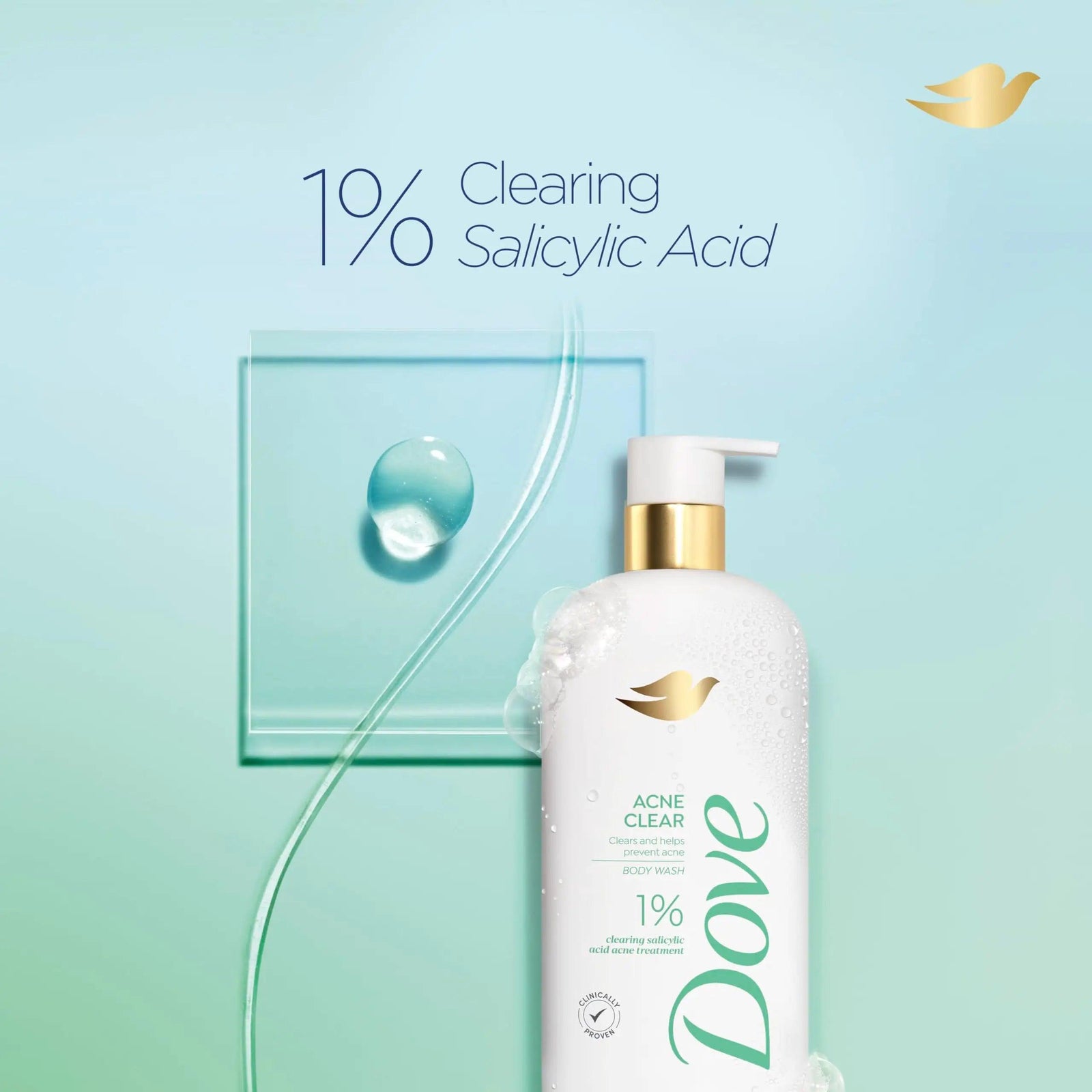 Dove Body Wash Acne Clear Clears & helps prevent acne 1% clearing salicylic acid acne treatment 18.5 oz - Evallys.com # #