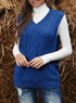 EVALESS Oversized Sweater Vest for Women V Neck Sleeveless Solid Color Loose Pullover Sweater Small C1 Blue - Evallys.com # #