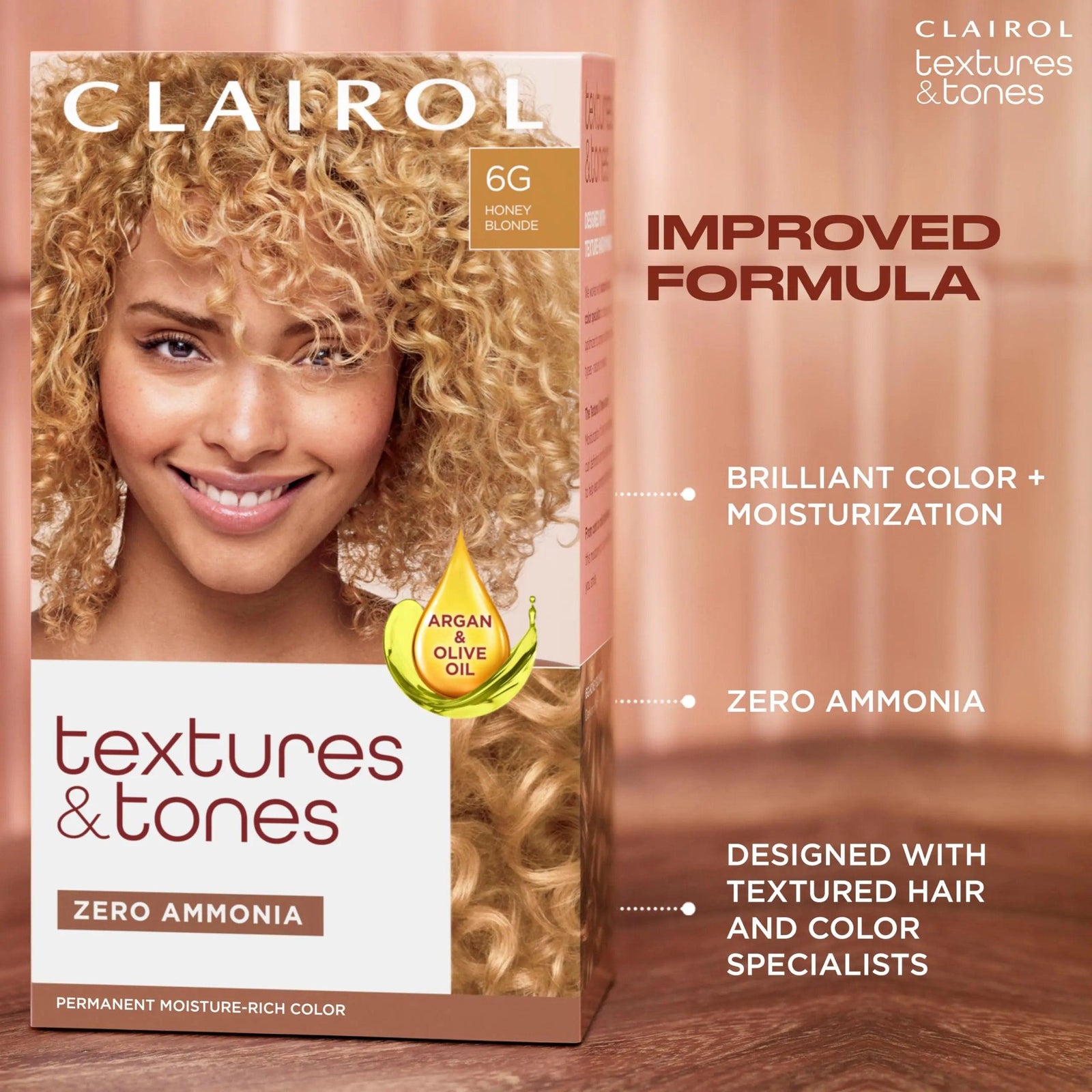 Clairol Textures & Tones Permanent Hair Dye, 6G Honey Blonde Hair Color, Pack of 1 5.86 Fl Oz (Pack of 1) - Evallys.com # #