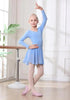 DIPUG Girls Ballet Leotards with Removable Skirt Toddler Hollow Back Dance Dress Combo Long Sleeve 10-12 Years Blue-long Sleeve - Evallys.com # #