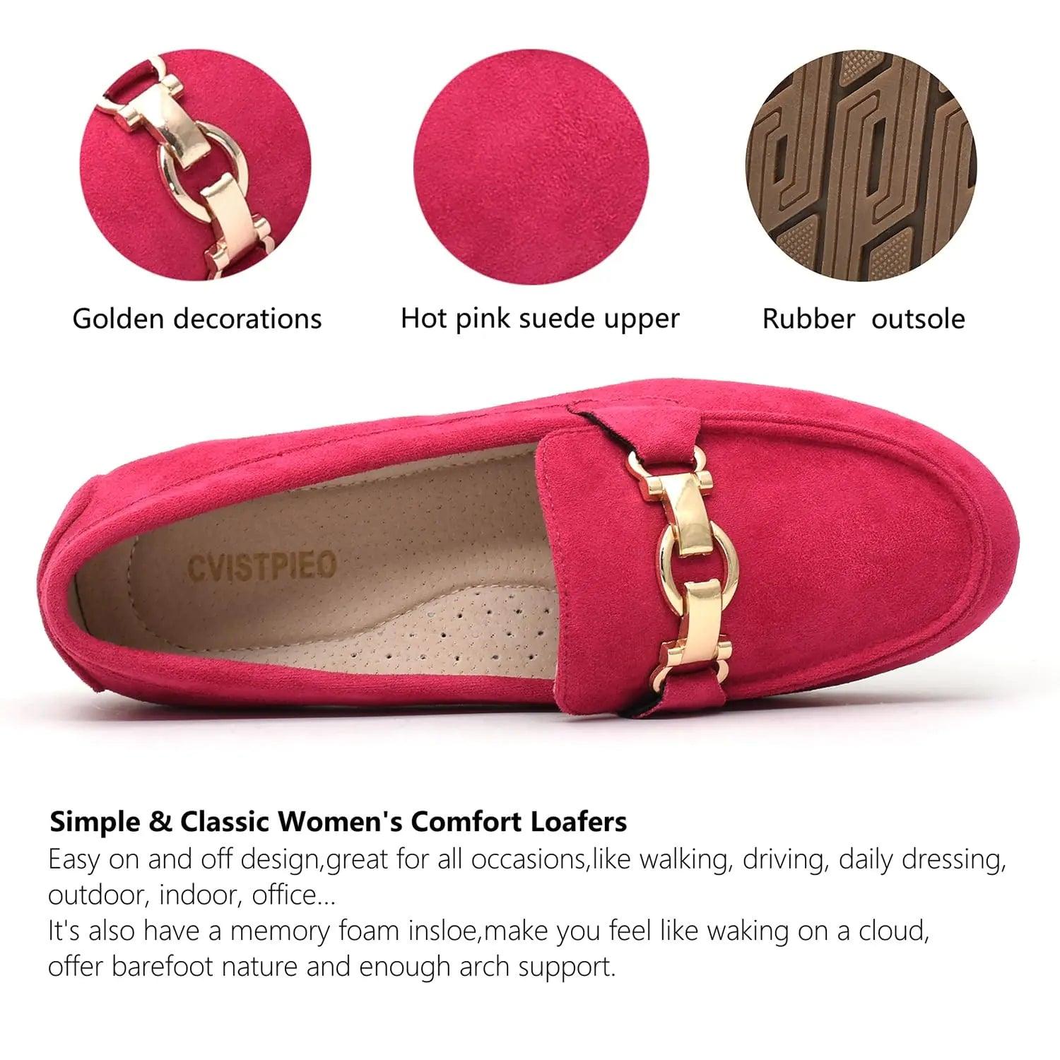 Loafers for Women Business Casual Shoes Comfortable & Lightweight Penny Loafers Slip On Work Flats 9 Wide Pink - Evallys.com # #