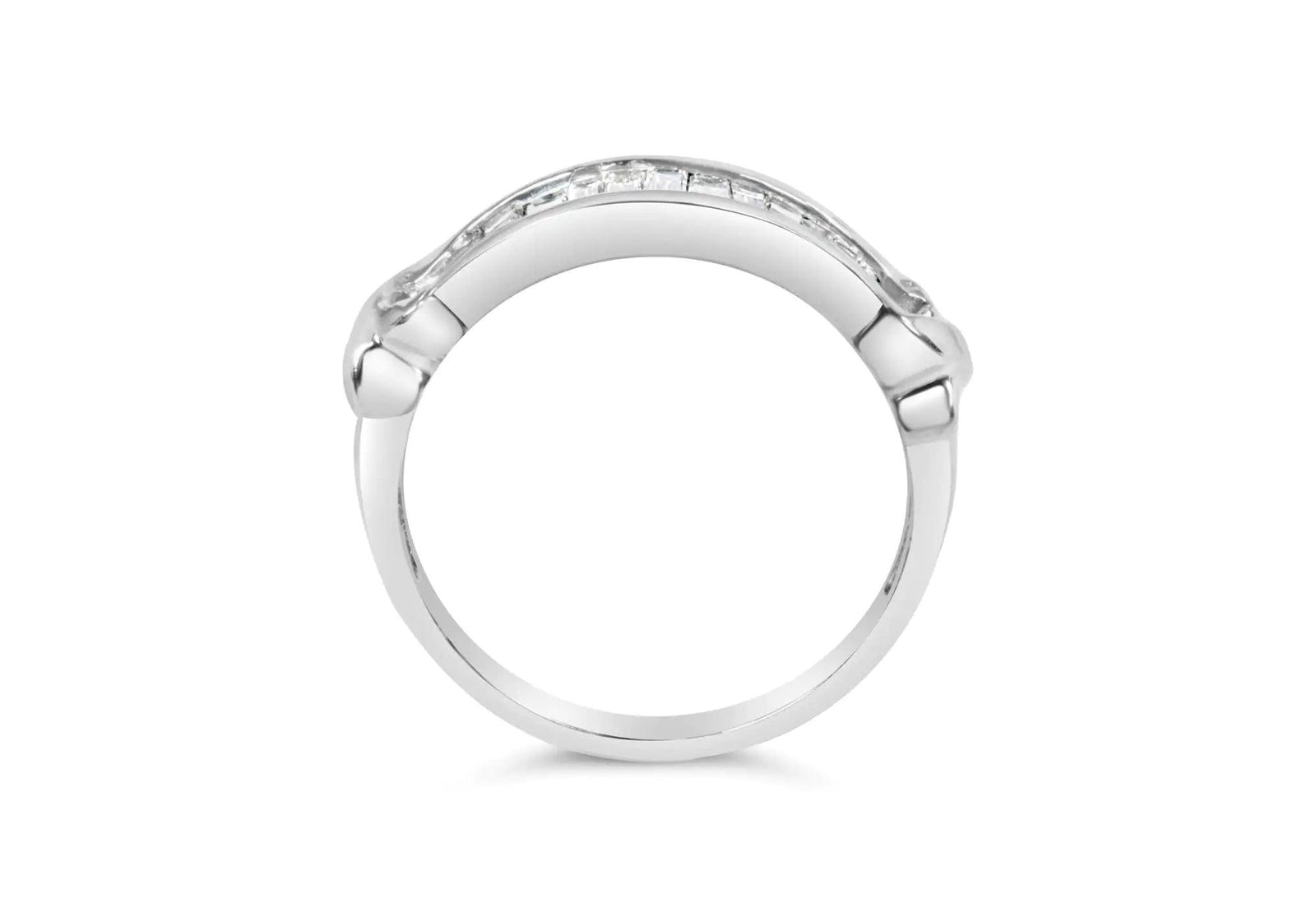 .925 Sterling Silver 1/2 Cttw Baguette Cut Diamond Channel Set X-Station Wedding Ring (H-I Color, I1-I2 Clarity) - Evallys.com # #