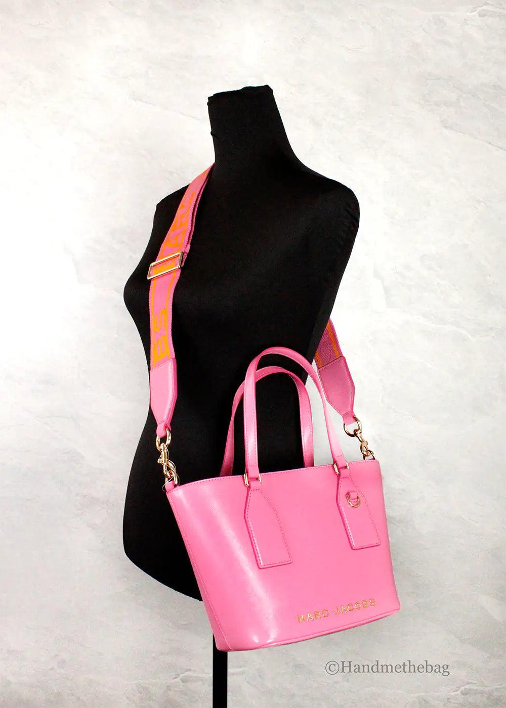 Marc Jacobs Small Candy Pink Leather Tote Crossbody Bag - Evallys.com # #