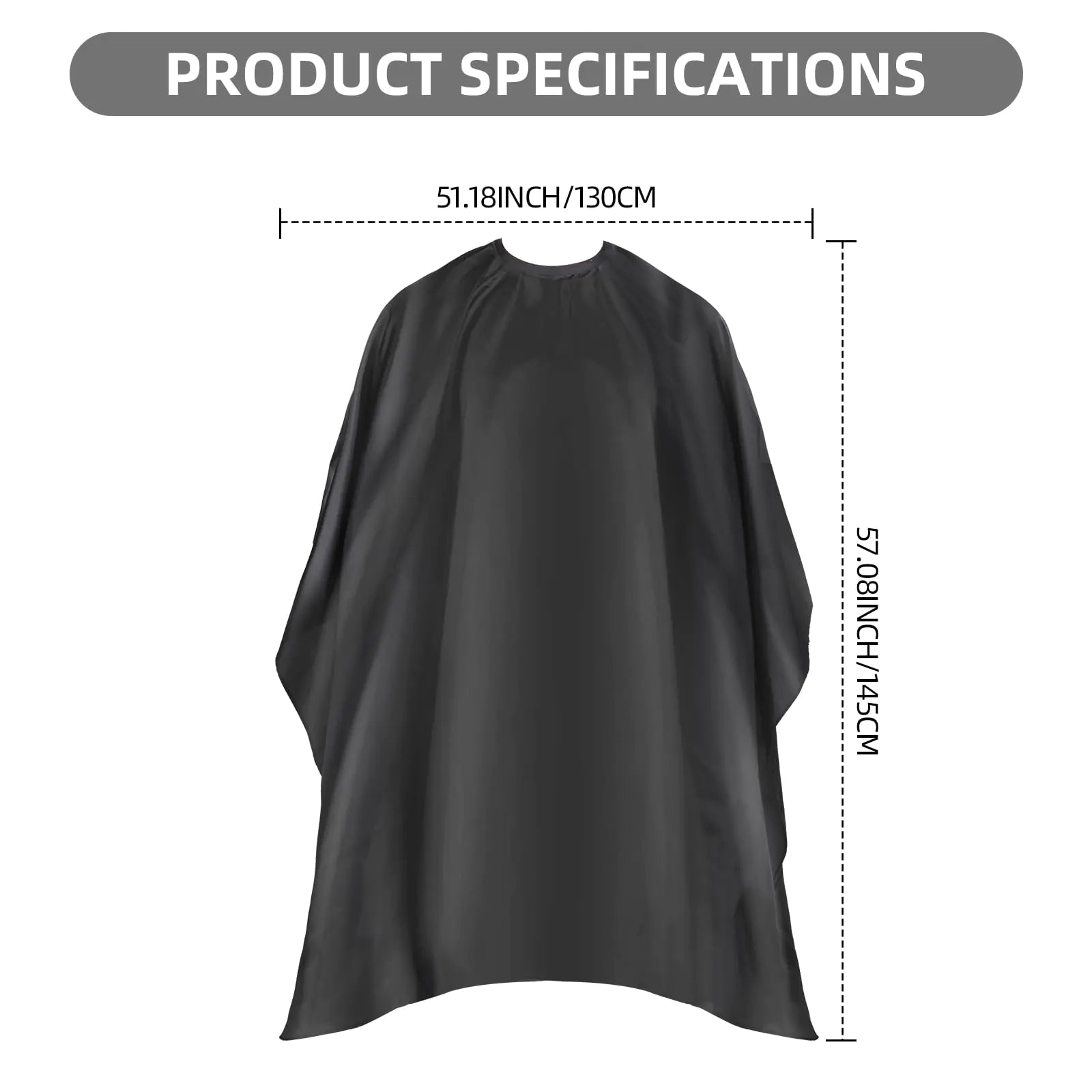 Professional Hair Cutting Cape with Adjustable Snap Closure, Salon Barber Cape,Waterproof Hairdressing Salon Cape - 57" x 51"(Black) - Evallys.com # #
