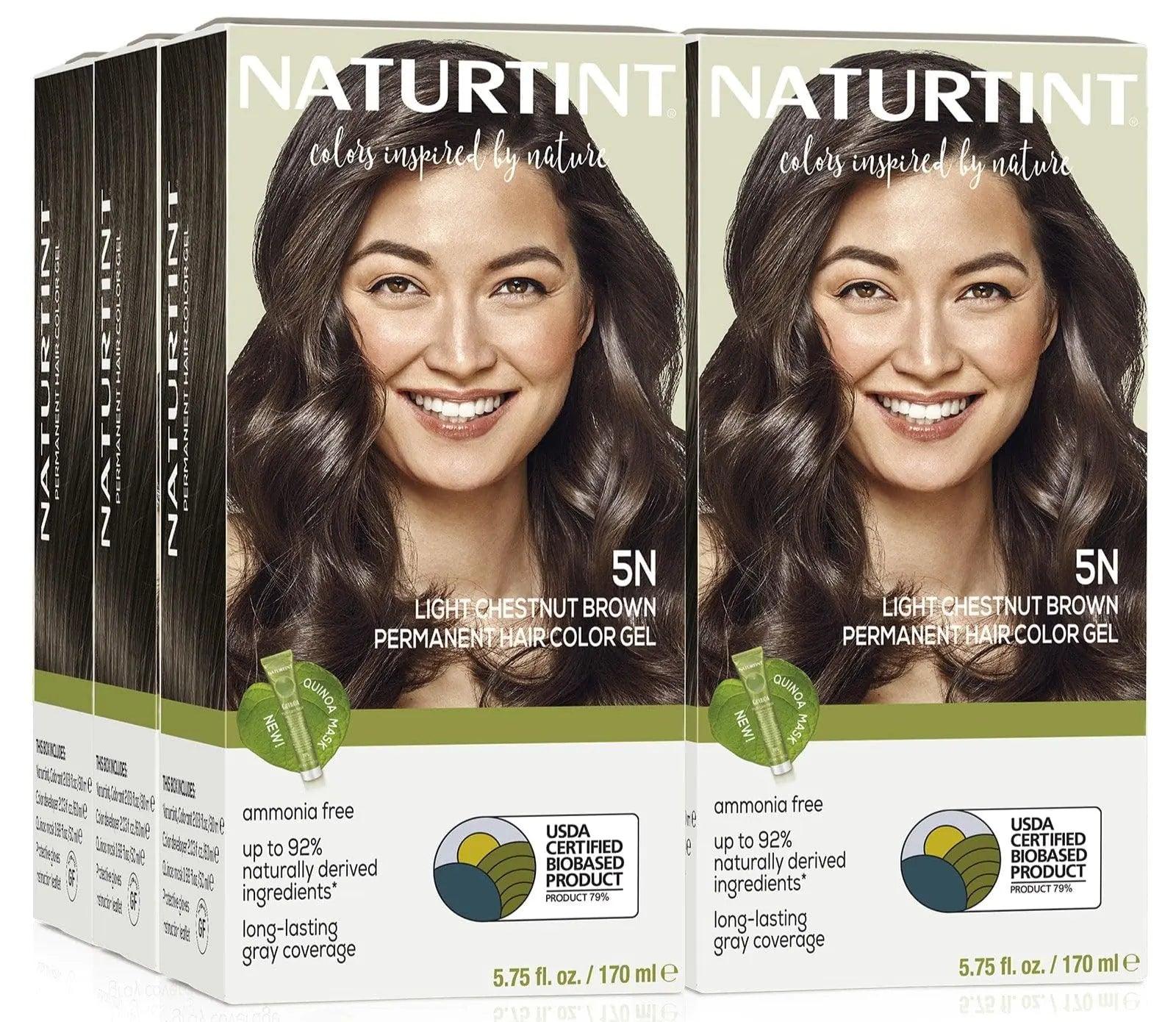 Naturtint Permanent Hair Color 5N Light Chestnut Brown (Pack of 6), Ammonia Free, Vegan, Cruelty Free, up to 100% Gray Coverage, Long Lasting Results - Evallys.com # #