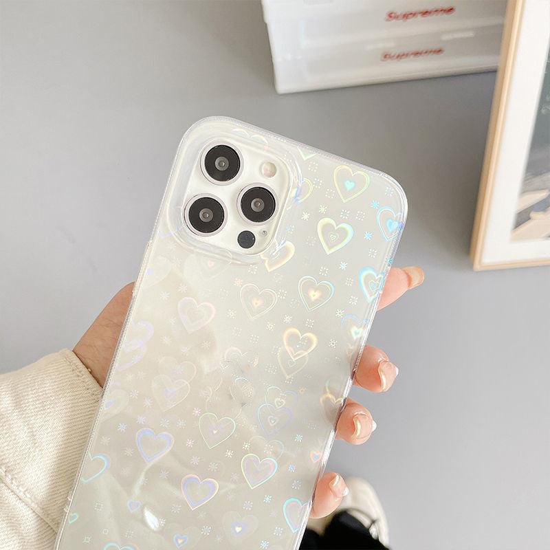 Laser Colorful Love For Double-sided Coated Silicone Phone Case - Evallys.com # #