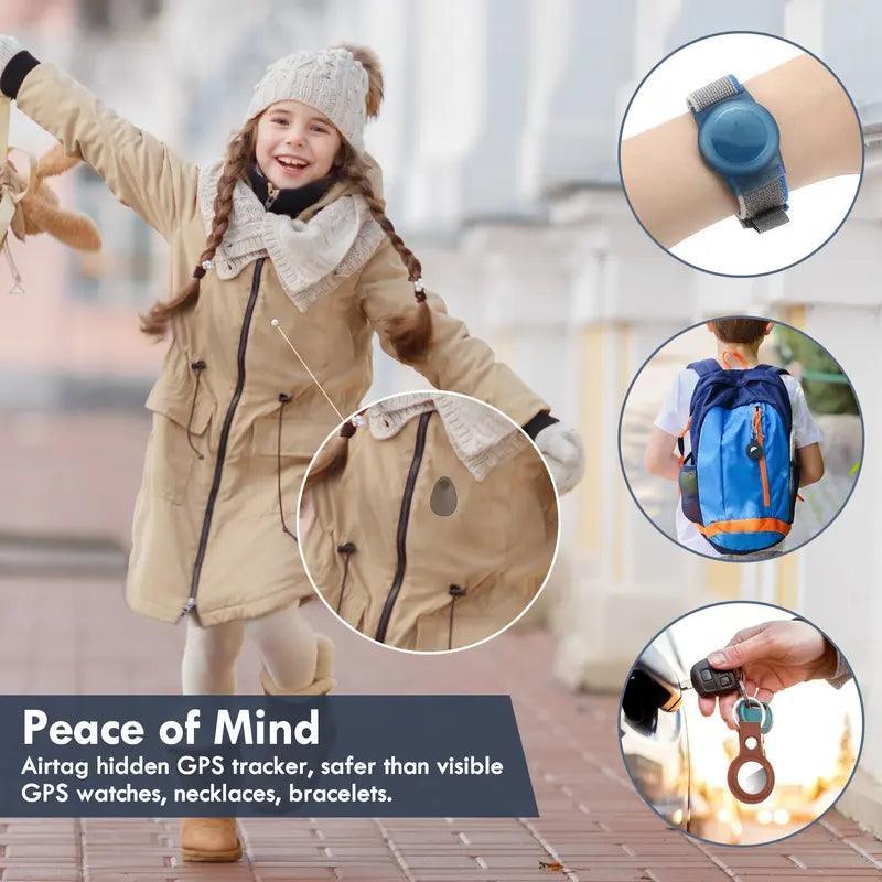 2 Pack Airtag Holder, GPS Tracker Case, Anti-Removal Airtag Silicone Case with Pins, Suitable for Children, Elderly, Pets, Backpack, Luggage - Evallys.com # #