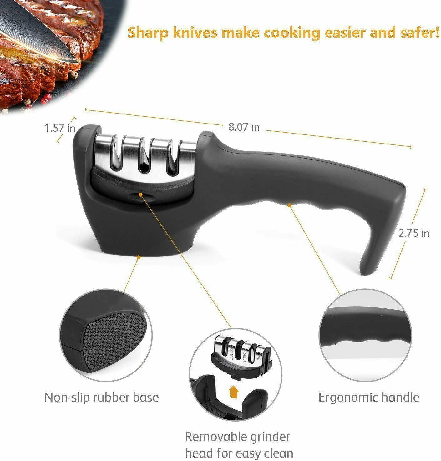 KNIFE SHARPENER Ceramic Tungsten Kitchen Knives Blade Sharpening System Tool USA - Evallys.com # #