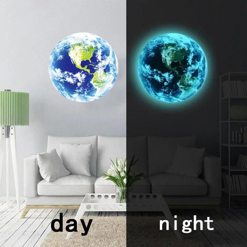 Moon Earth Luminous Wall Sticker 3D Stereo Carving - Evallys.com