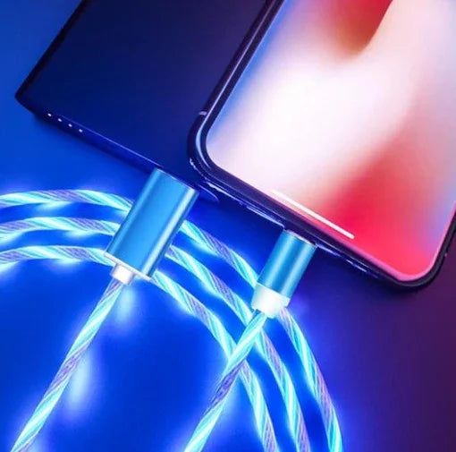 Compatible with Apple, Flowing Ligh Magnetic Streamer Data Line Cable for Iphone Android Typec - Evallys.com
