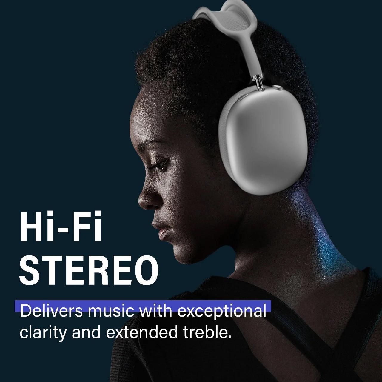 Aictoe Pro Wireless Headphones Bluetooth,Active Noise Canceling over Ear Headphones with Microphones Hifi Audio Headset for Ios/Android-Silver - Evallys.com # #