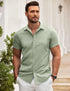 COOFANDY Men's Button Down Shirt Short Sleeve Casual Shirt for Men Summer Business Casual Dress Shirt XX-Large Light Green - Evallys.com # #