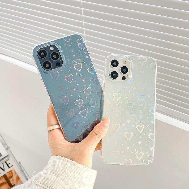 Laser Colorful Love For Double-sided Coated Silicone Phone Case - Evallys.com # #