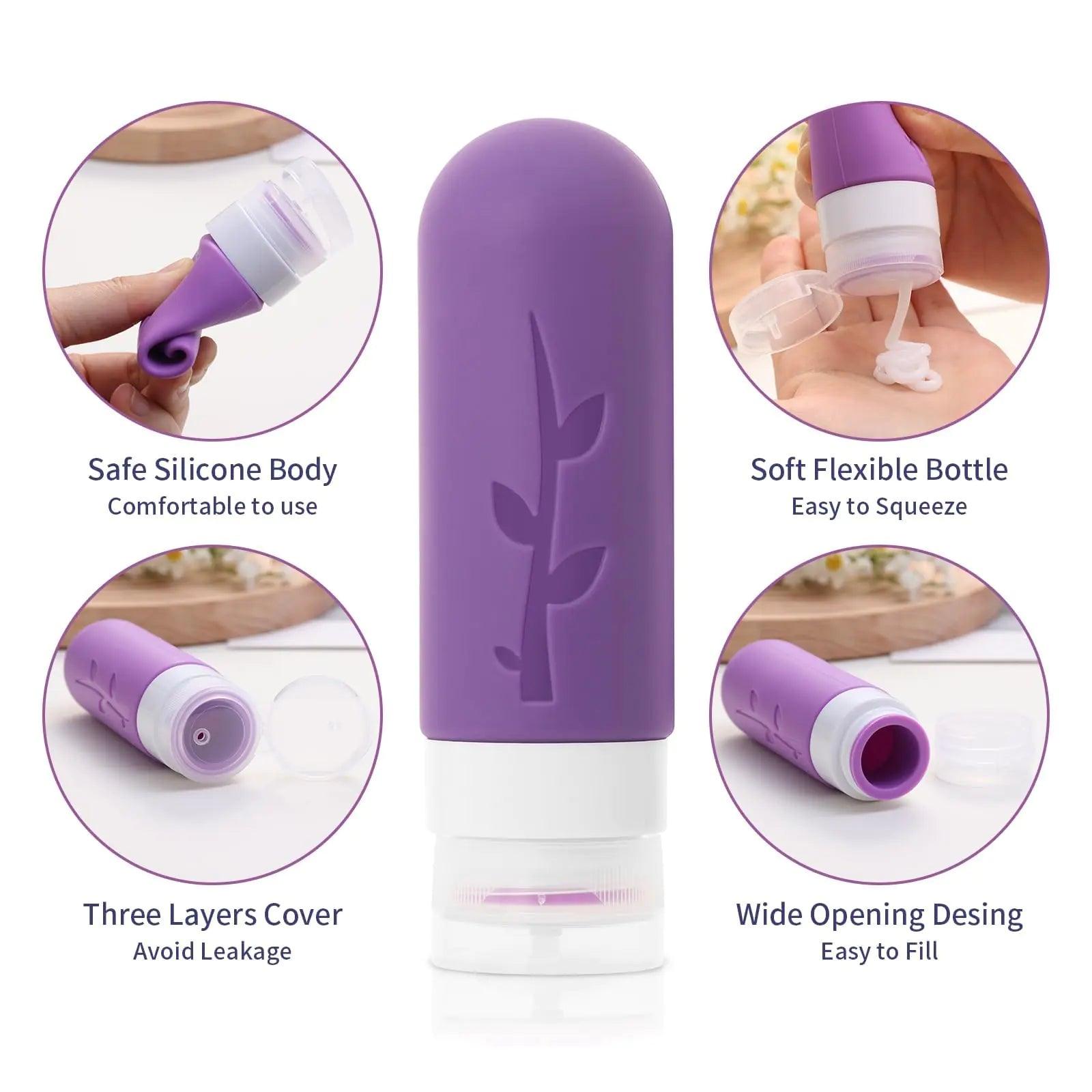 Travel Containers for Toiletries, 18pack TSA Approved Travel Size Containers for Toiletries,travel bottles for Toiletries,travel Jars or Personal Travel Essentials Purple - Evallys.com # #