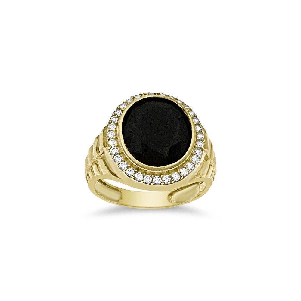 Real 10K Gold Black Oval Ring Mens Band Size 10 - Evallys.com # #