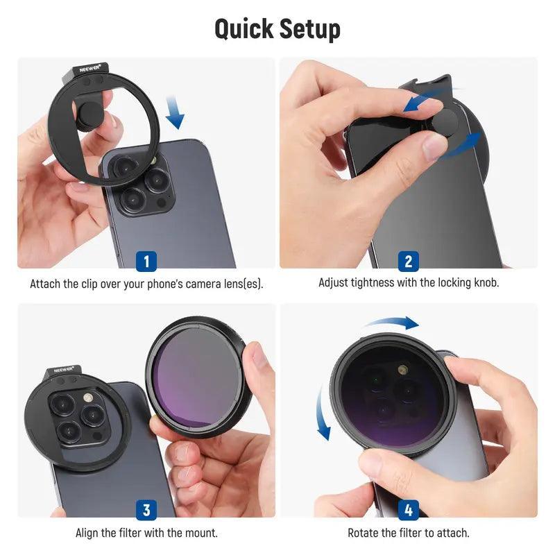 NEEWER Clip on 67Mm ND2-32 Magnetic Phone Lens Filter Kit - Evallys.com # #