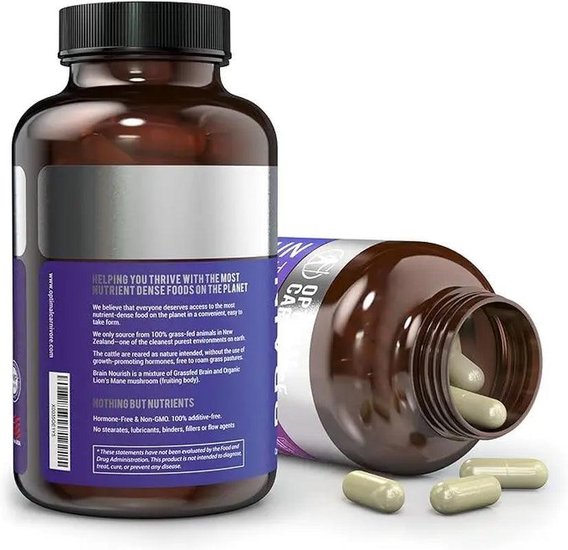 Lions Mane & Beef Brain, Nootropics Brain Support Supplement, Brain Supplements for Memory and Focus, 180 Capsules - Evallys.com # #
