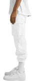 HUNGSON Mens Cargo Pants Casual Hiking Pants Joggers Athletic Pants Cotton Loose Straight Sweatpants for Men 28 White - Evallys.com # #