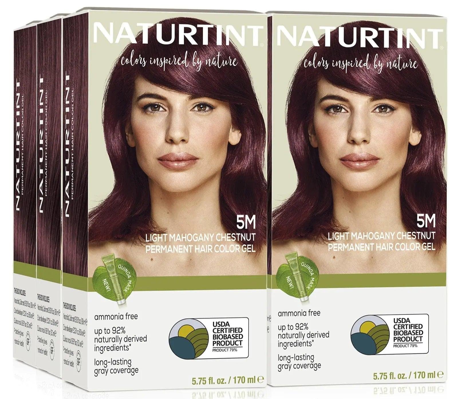 Naturtint Permanent Hair Color 5M Light Mahogany Chestnut (Pack of 6), Ammonia Free, Vegan, Cruelty Free, up to 100% Gray Coverage, Long Lasting Results - Evallys.com # #