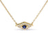 10K Yellow Gold Blue Sapphire and Diamond Accented Evil Eye 18" Inch Pendant Necklace (H-I Color, I1-I2 Clarity) - Evallys.com # #