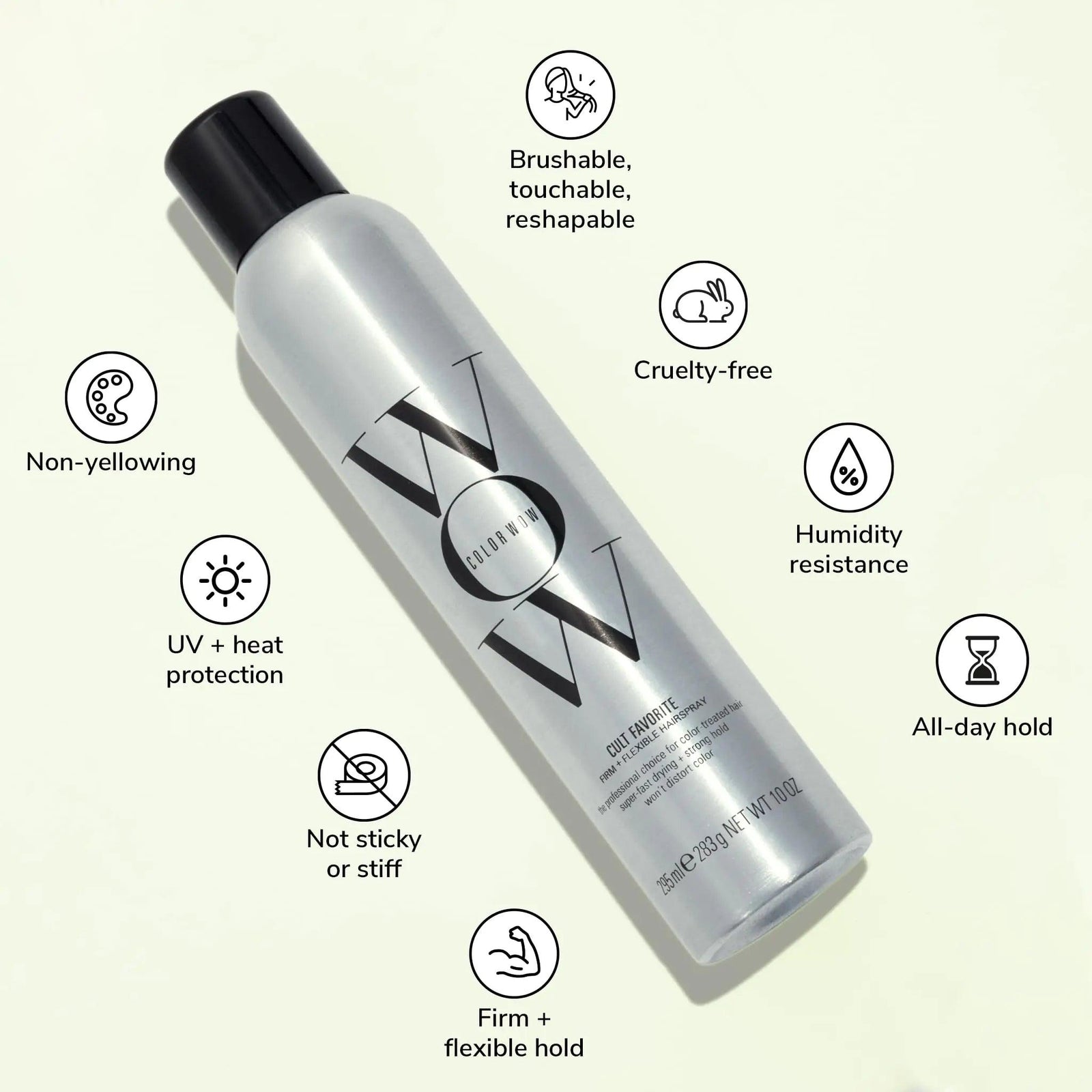 COLOR WOW Cult Favorite Firm + Flexible Hairspray – Lightweight spray with all day hold | Humidity resistance | Heat + UV protection | non stiff, non sticky | Brushable | Non yellowing - Evallys.com # #