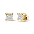 10K Yellow Gold 5/8 Cttw Princess Cut Diamond 4-Prong Solitaire Stud Earrings (J-K Color, I2-I3 Clarity) - Evallys.com # #