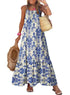 Dokotoo Women Summer Dresses 2024 Spaghetti Strap Scoop Neck Smocked Ruffle Flowy Boho Maxi Dress Small Rose - Evallys.com