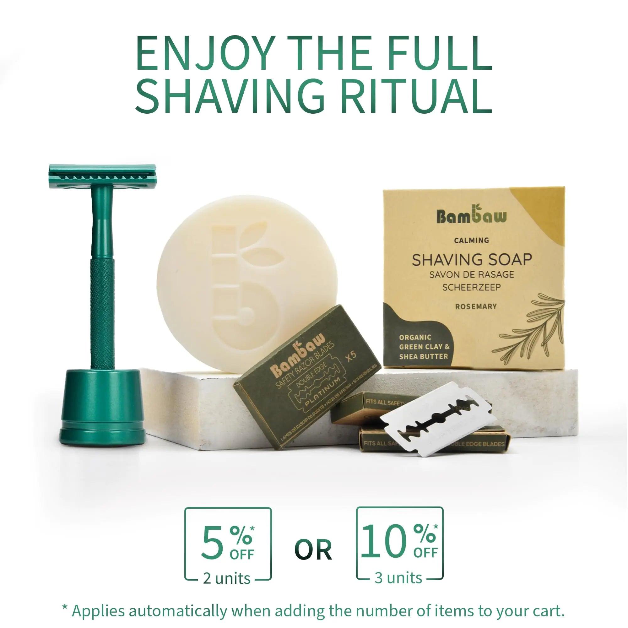 Bambaw Men Safety Razor with 5 Double Edge Safety Razor Blades, Single Blade Razor for Men & Women, Plastic Free Metal Razor – Sea Green 1 Count (Pack of 1) Sea Green Razor - Evallys.com # #