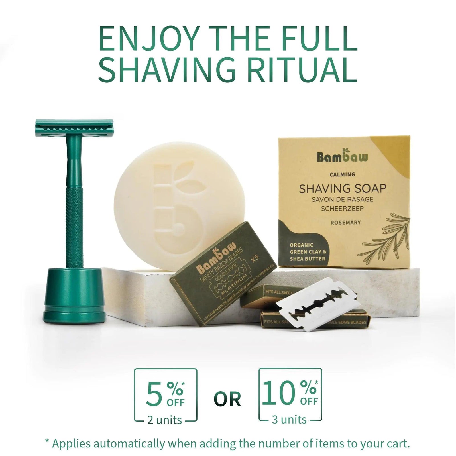 Bambaw Men Safety Razor with 5 Double Edge Safety Razor Blades, Single Blade Razor for Men & Women, Plastic Free Metal Razor – Sea Green 1 Count (Pack of 1) Sea Green Razor - Evallys.com # #