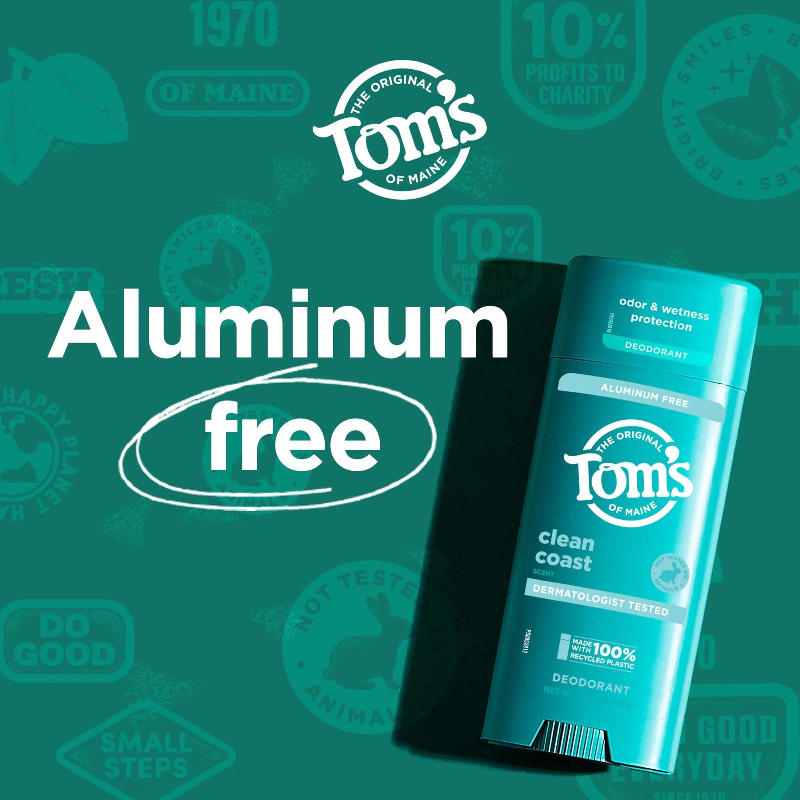 Tom’s of Maine Clean Coast Aluminum Free Natural Deodorant For Women & Men | Goes on Clear | Odor & Wetness Protection | Naturally Derived and Moisture-Locking Ingredients | 3.25 oz 3.25 Ounce (Pack of 1) - Evallys.com # #