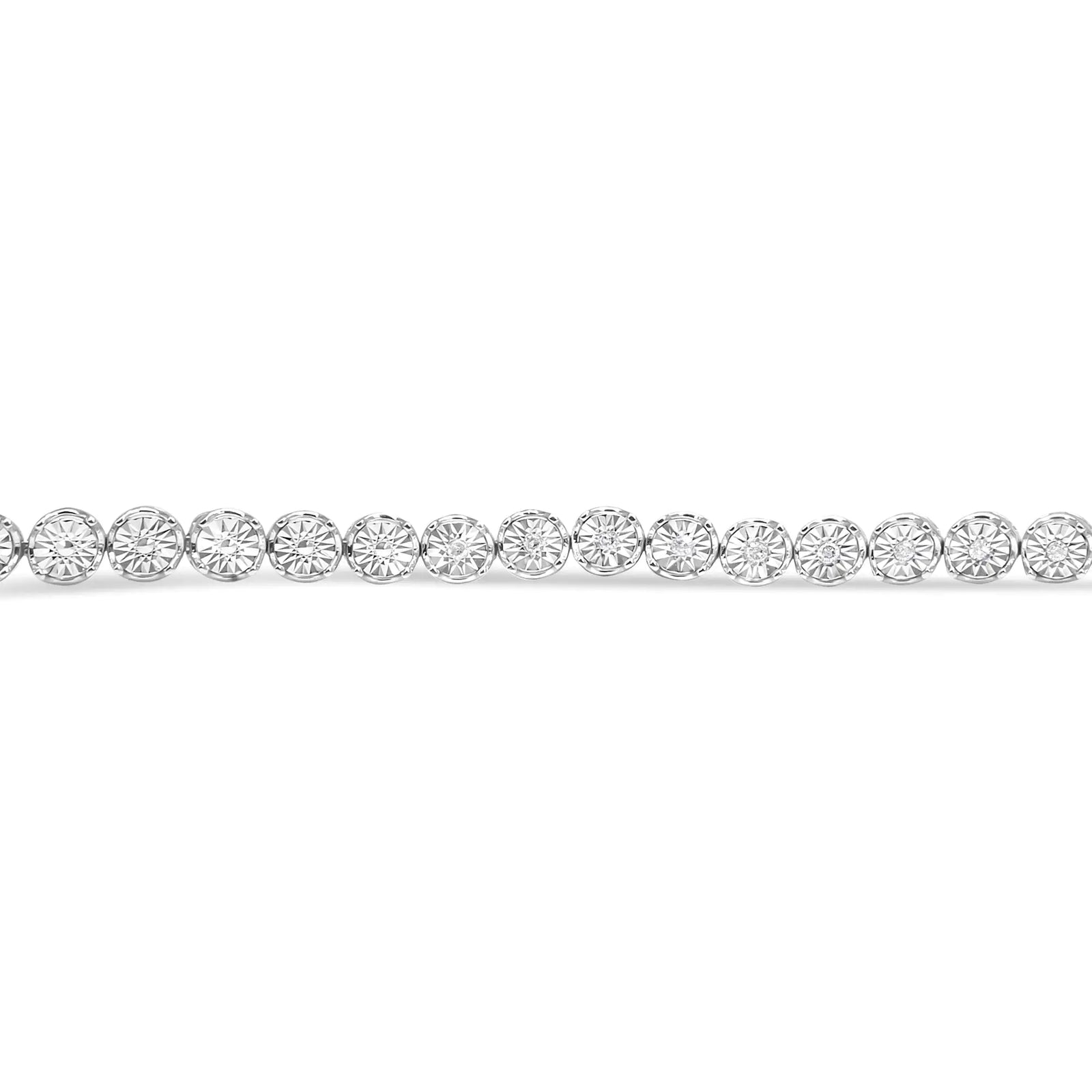 .925 Sterling Silver 1/2 Cttw Round Miracle-Set Diamond Tennis Bracelet (I2-I3 Clarity, I-J Color) - 7.25