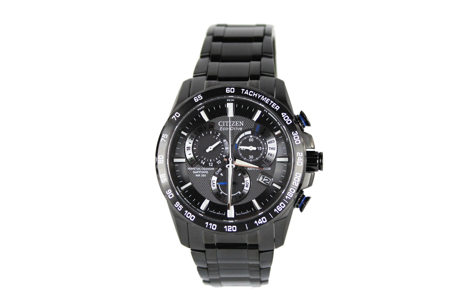 Citizen (AT4007-54E) Eco-Drive Perpetual Chrono A-T Radio Black Bracelet Watch - Evallys.com # #