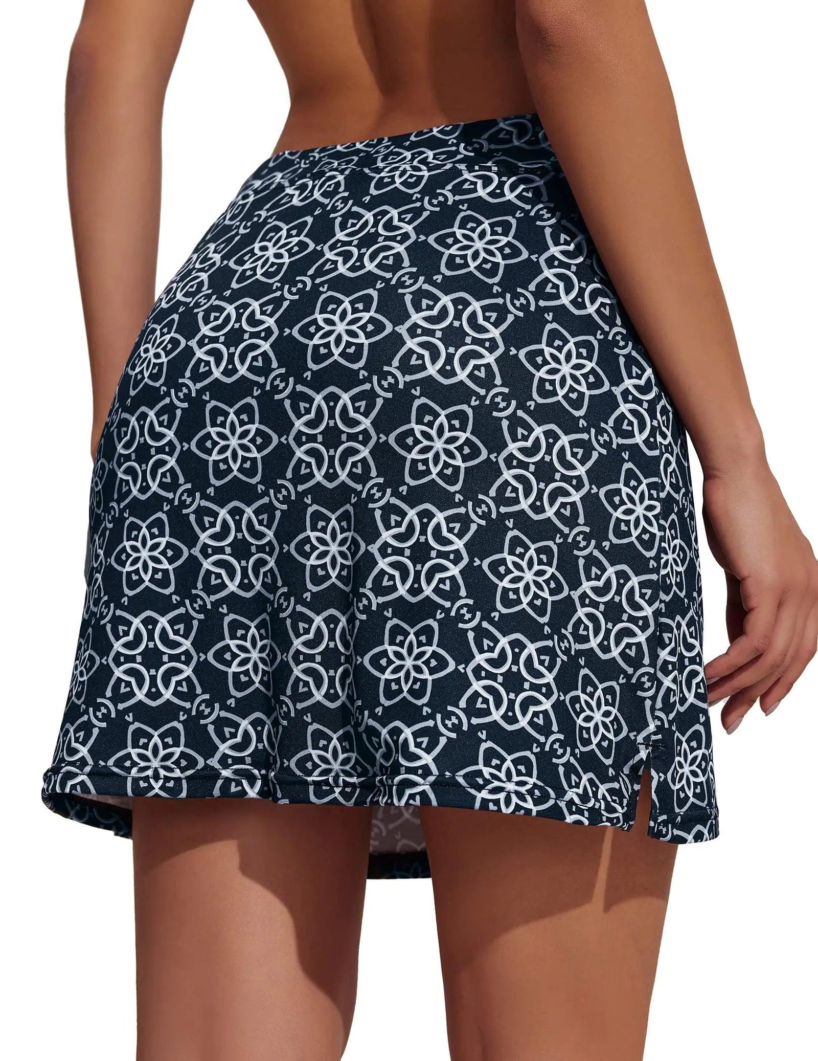 Ekouaer Women's Active Performance Skort Lightweight Skirt for Running Tennis Golf Workout Sports XX-Large Black Flower - Evallys.com # #